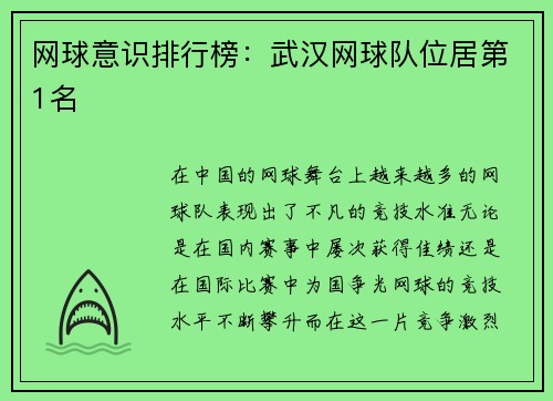 网球意识排行榜：武汉网球队位居第1名