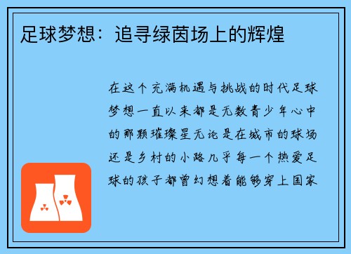 足球梦想：追寻绿茵场上的辉煌