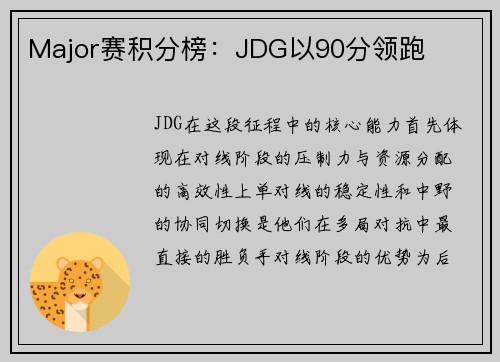 Major赛积分榜：JDG以90分领跑